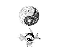 ARYU 5PièCes Feiyu Bagua Yin Yang Autocollant De Tatouage Pour Le Cou Et Le Dos De La Main Des Hommes, Ne Peut Pas êTre Lavé, Tatouage Non RéFléChissant Et Durable 11 × 18 Cm