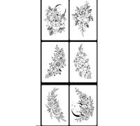 ARYU 6 Feuilles VéGéTariennes Feuille De Tatouage Patch Homme Et Femme ImperméAble Longue DuréE Jus Semi-Permanent Bras Clavicule Simulation Tatouage Non RéFléChissant