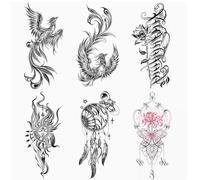 ARYU 6 PièCes Autocollants De Tatouage Femme Simulation Jetable Temporaire Simulation Tatouage Capteur De RêVes Fleur Corps Anglais Autocollant 114 * 210mm
