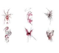 ARYU 6 pièces Colorful Explosive Butterfly Spider Snake Diablo Department Of The Same Paragraph Realistic Painted Tattoo Stickers Non-Reflective Washable Combination 1