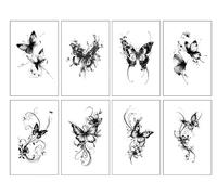 ARYU 8 Feuilles Papillon Herbe Tatouage Autocollant ImperméAble à La Transpiration Pour Les Hommes Et Les Femmes Longue DuréE Semi-Permanent Flower Arm Juice Arm