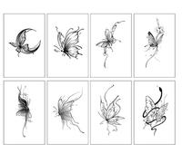 ARYU 8 Feuilles Papillon Herbe Tatouage Autocollant ImperméAble à La Transpiration Pour Les Hommes Et Les Femmes Longue DuréE Semi-Permanent Flower Arm Juice Arm