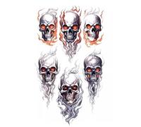 ARYU Autocollant De Tatouage CrâNe D'Enfer Pour Hommes, Autocollant De Couleur Pour Bras, Dos Et Cuisses, ImperméAble, Longue DuréE, 11x18cm