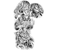 ARYU Autocollant De Tatouage De Bras De Fleur De Demi-Armure De Taureau DéMon Pour Hommes, ImperméAble, Longue DuréE, Semi-Permanent à Base De Plantes, Bj-016