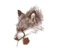 ARYU Autocollant De Tatouage De Loup De Poitrine Pour Hommes Dominateurs 4 PièCes Avec Bras De Fleur, Tatouage De Simulation De Loup Noir Et Blanc, Autocollant De Tatouage Rose TêTe De Loup 12*19 Cm