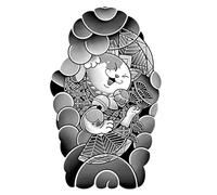ARYU Autocollant De Tatouage Demi-Armure Vieux Chat Sakura, à Base De Plantes, ImperméAble, RéSistant à La Transpiration, Durable Et Ne Peut Pas êTre Frotté, 19 × 32cm