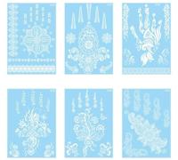 ARYU Autocollant De Tatouage En Dentelle Blanche, 1 Ensemble De 6 PièCes, Autocollant De Tatouage 3d éTanche, 14.8x20.8cm, W-92