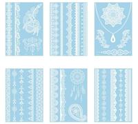 ARYU Autocollant De Tatouage En Dentelle Blanche, 1 Ensemble De 6 PièCes, Autocollant De Tatouage 3d éTanche, 14.8x20.8cm, W-93