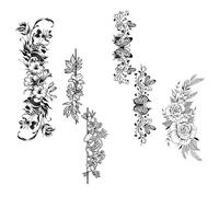 ARYU Autocollants De Tatouage à Base De Plantes, Anneau De Jambe En Soie, Avec NœUd En Soie, ImperméAble, Longue DuréE, ChaîNe De Cuisse FéMinine, Semi-Permanent, 12 × 19cm, 1 Ensemble De 4 PièCes