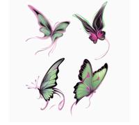 ARYU Papillon DéMon Vert éMeraude Frais Et RéAliste Lavable Peint Papillon Clavicule Bras Taille Autocollant De Tatouage Couleur Longue DuréE 12 * 16 Cm