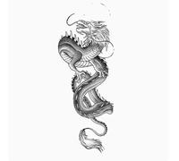ARYU Tatouage De Dragon VéRitable, Grand Motif, Fleur Durable, Bras, Cuisse, Demi-Bras, Autocollant De Tatouage à Base De Plantes, Non RéFléChissant, 7 × 18cm