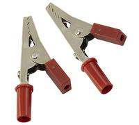AЕRZETIX - C66061 - Lot de 2 Pinces/fiches crocodiles pour fiche banane - couleur: rouge (positif) - multimètre voiture dépannage assistance batterie auto-moto véhicule sonde câble
