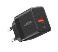 ARZOPA 35W Chargeur USB C Rapide GaN, Double Prise USB-C USB-A, Compatible avec iPhone 15 Plus Pro Max 14 13 12 11 Pixel 8 7a 6a Galaxy S24 Ultra Plus iPad Pro Air Mini MacBook (Noir)-C35