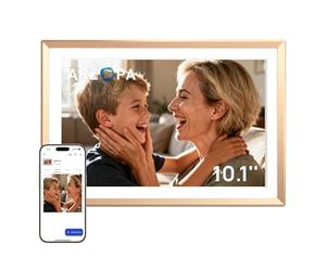 ARZOPA Cadre Photo Numérique Connecté Stockage Cloud Gratuit et Illimité HD Écran Tactile Cadre Numérique Photo en Metal Partager Photos Vidéos Illimitées Cadeau Personnalisé Parfait 10,1" - D10 Gold