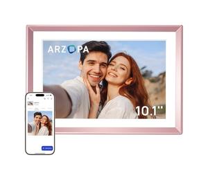 ARZOPA Cadre Photo Numérique Métallique 10,1 Pouces avec Mémoire Cloud Gratuite WiFi Partage Instantané Photos Vidéos Design Élégant Cadeau Personnalisé D10 Rose Gold