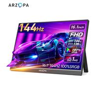 ARZOPA Moniteur portable 16.1 pouces 144Hz 100% sRGB,écran FHD 1080P 16:9 IPS,corps en métal avec type-c mini HDMI,Kickstand intégré,pour Mac /Laptop/PC/Xbox/Switch/PS,Second écran externe,Gaming 16.1