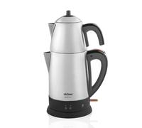 Arzum Cayci Lux Machine à thé, Bouilloire électrique turque, Acier inoxydable, Puissance 1800W, Bouilloire 1,8L, Théière 0,7L, Filtre à thé en acier inoxydable