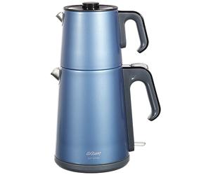 Arzum Machine à thé électrique, filtre à thé en acier inoxydable, arrêt automatique, conception économe en énergie pour les cuisines modernes, protection contre l'ébullition à sec, 1650 W, bleu océan