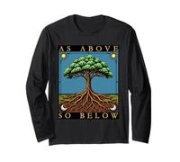 As Above So Below T-Shirt Gothique Style Tarot Arbre de Vie Manche Longue