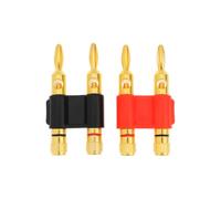 AS Axis Spindleon Lot de 2 Connecteurs Banane 4mm Empilables Rouge Noir Compatible avec Bornes Haut-Parleur et Amplificateur pour Tests Audio et Bornes de Liaison