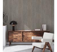 Bois Lattes AS Creation Papier Peint Gris/Noir 39109-2 Vinyle 3D Effet Lambris