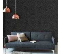 Livingwalls Papier peint intissé Lizzy London Baroque Damas gris et noir métallisé 10,05x0,53 m