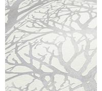 A.S. Création Papier Peint Forêt New Life Papier peint intissé - 10,05m x 0,53m - Blanc Argent Fabriqué en Allemagne 300941 30094-1