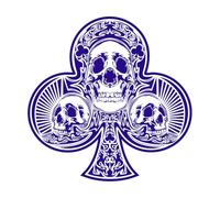 as de trèfle avec crâne Stickers muraux 42x42.1cm Décoration de carrosserie Bleu foncé