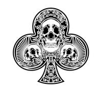 as de trèfle avec crâne Stickers muraux 42x42.1cm Multicolore Noir