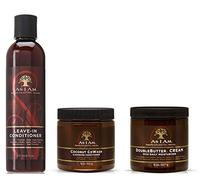 As I Am Naturally - Lot de 3 soins capillaires - cowash à la coco 454 g/après-shampoing sans rinçage 237 ml/crème hydratante DoubleButter 227 g