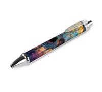 As PIC 2 Stylo à bille rétractable avec fenêtre en vitrail Motif tête de mort 0,5 mm Pointe moyenne