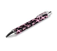 As PIC 3 Stylo à bille pour adulte avec ruban C-ancer imprimé papillon 0,5 mm Encre noire à séchage rapide