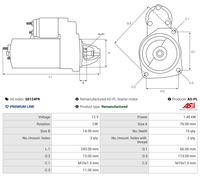 AS-PL Démarreur Starter 1,4 kW 12V Pour Ford Focus Turnier 1.8 16V 2.0