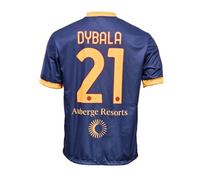 AS Roma Maillot Officiel Réplique Bleu Third Enfant V-Neck Regular Fit Manche Courte Maillot de Football pour Supporters d'AS Roma, Fans de Dybala, Enfants, Enthousiastes de Football
