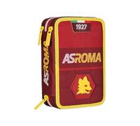 Seven Trousse scolaire 3 compartiments, A.S. Roma Football - VERSO LA VITTORIA, rouge jaune - Porte-stylo multi-compartiments avec crayons, stylos et couleurs