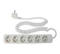 as - Schwabe 11461 Rallonge multiprise 6 prises avec câble spirale 2,5 m H05VVF 3G1,5 IP 20 / Intérieur (Blanc) (Import Allemagne)