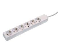 as - Schwabe 11611 Bloc multiprise avec 6 prises, sécurité enfant et cordon H05VV-F 3G1,5 pour usage en intérieur Protection IP20 Blanc 1,4 m
