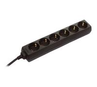 as - Schwabe 11612 Bloc multiprise sans Interrupteur Noir avec Contact de Protection 1 pièce, 6-fach