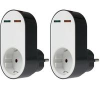 as - Schwabe 18611 Adaptateur parafoudre Professionnel Flash Prise avec Protection Contre Les surtensions 230 V Blanc/Noir (Lot de 2)