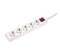 as - Schwabe 35011 Bloc multiprise 5 prises type F avec interrupteur et sécurité enfant pour intérieur et câble H05VVF 3G1,5 IP20 1,4 m blanc