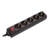 as - Schwabe 35011 Bloc multiprise 5 prises type F avec interrupteur et sécurité enfant pour intérieur et câble H05VVF 3G1,5 IP20 1,4 m noir