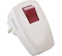 AS Schwabe 45034 Fiche électrique mâle avec terre plastique avec interrupteur 230 V blanc IP20