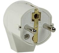 as - Schwabe fiche coudée - fiche de contact de terre avec double contact de terre - raccordement pour câbles jusqu’à un diamètre maximum de 1,5 mm² - 230 V / 16 A - IP20 - blanc, 45041