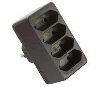as - Schwabe 48412 Fiche européenne 4 Prises Noir 230 V 16 A - Adaptateur Schuko/Euro - Multiprise compacte et sûre - Protection de Contact Accrue - Peu encombrant pour 4 appareils - Idéal pour Le
