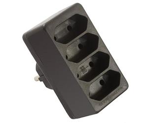 as - Schwabe 48412 Fiche européenne 4 Prises Noir 230 V 16 A - Adaptateur Schuko/Euro - Multiprise compacte et sûre - Protection de Contact Accrue - Peu encombrant pour 4 appareils - Idéal pour Le