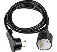 as - Schwabe 50212 Rallonge de 2 m avec fiche Plate - Rallonge avec fiche de Contact de Protection et raccord de Terre - pour l'intérieur - Extrêmement Plat - 230 V, 16 A - IP20 - Noir