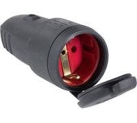 AS Schwabe 60415 Fiche électrique femelle avec terre caoutchouc 230 V noir IP44