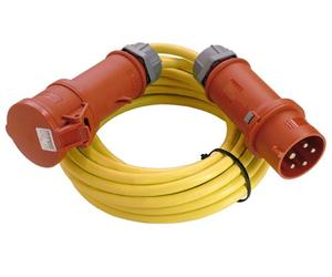 as-Schwabe 60705 Rallonge électrique K35 AT-N07V3V3-F 5G4 Norme CEE IP44 pour usage extérieur Jaune Câble 10 m 400 V / 32 A