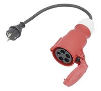 as - Schwabe Câble Adaptateur E1, 0,3 m H07RN-F 3G2,5, fiche de Contact de Protection 230 V 16 A, Prise CEE Rouge 400 V 16 A 5 pôles avec Couvercle à clapet 230 V 16 A Max. 3500 W, IP44, 61371