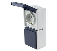 Schwabe 62462 Prise Murale 2 Prises Verticales avec 2 entrées de Ligne IP 54 Gris